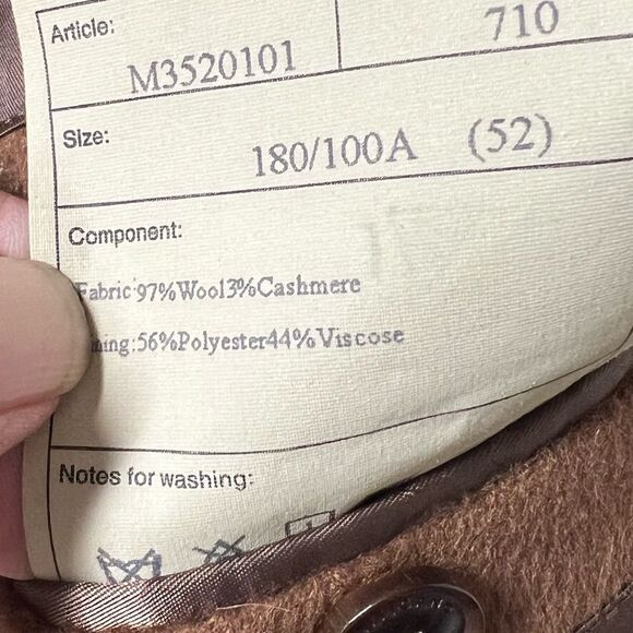 New Menticano Italian Wool Cashmere Blend Double Breasted Camel Mens Coat Sz 52 - Picture 6 of 9